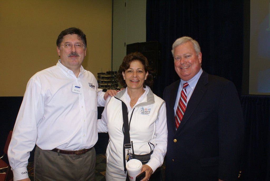 Miami International Boat Show - NMMA president Thom Dammrich (right), vice-president Ben Wold (left) and Miami show manager Cathy Rick Joule.  © Bob Wonders